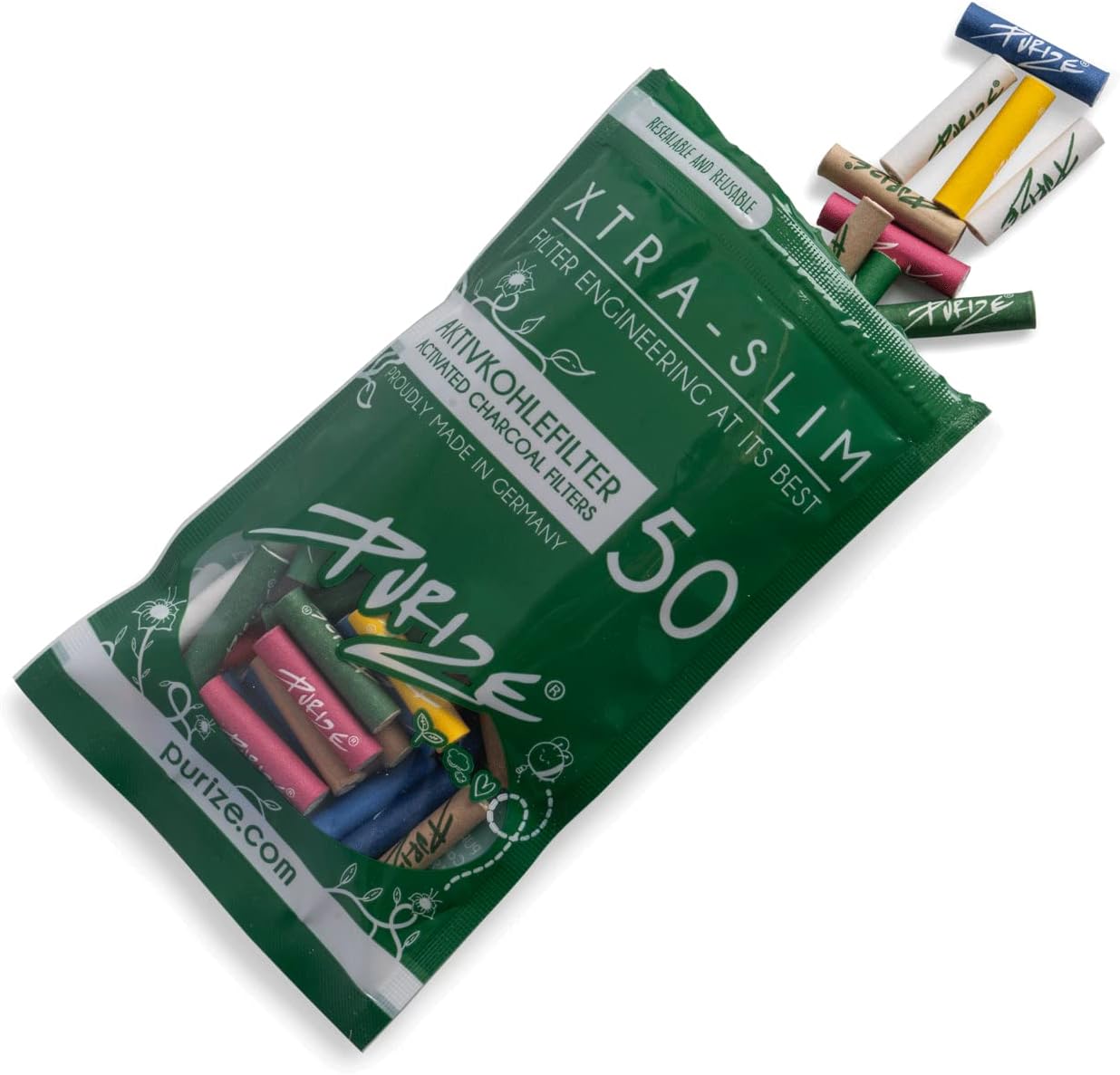 PURIZE® Aktivkohlefilter Xtra Slim Size - 50er PE Beutel